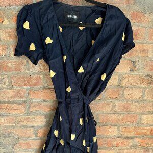 Reformation Vintage Heart Print Wrap Dress